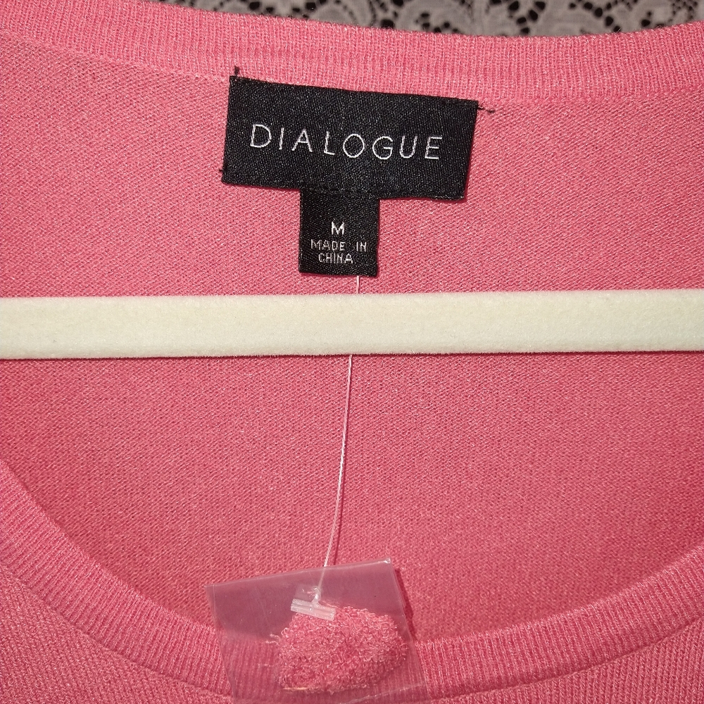 Dialogue pink orange melon blouse crew neck loose fitting 3/4 sleeve NWT - Picture 2 of 6